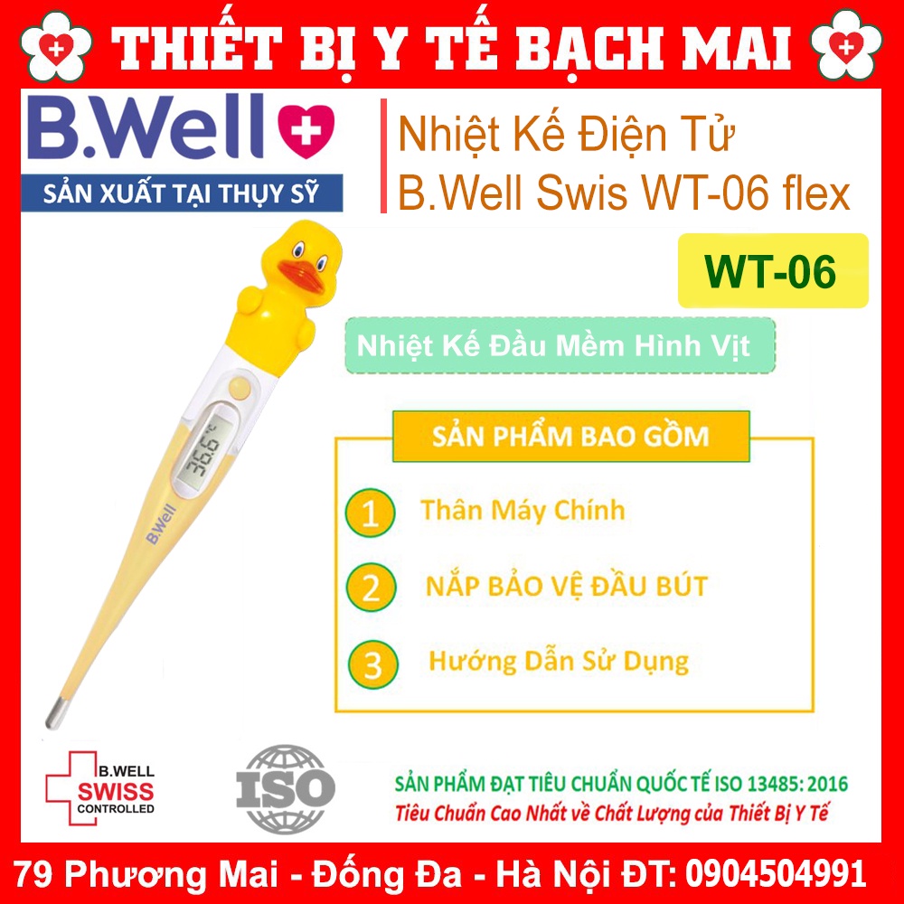 Nhiệt Kế Điện Tử Dễ Thương Bwell Swiss WT-06 flex Hình Vịt, Thỏ