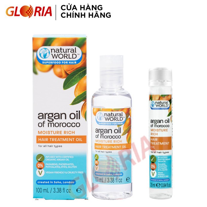 [Mã FMCGMALL - 8% đơn 250K] Dầu dưỡng tóc Argan Oil of Morocco NATURAL WORLD