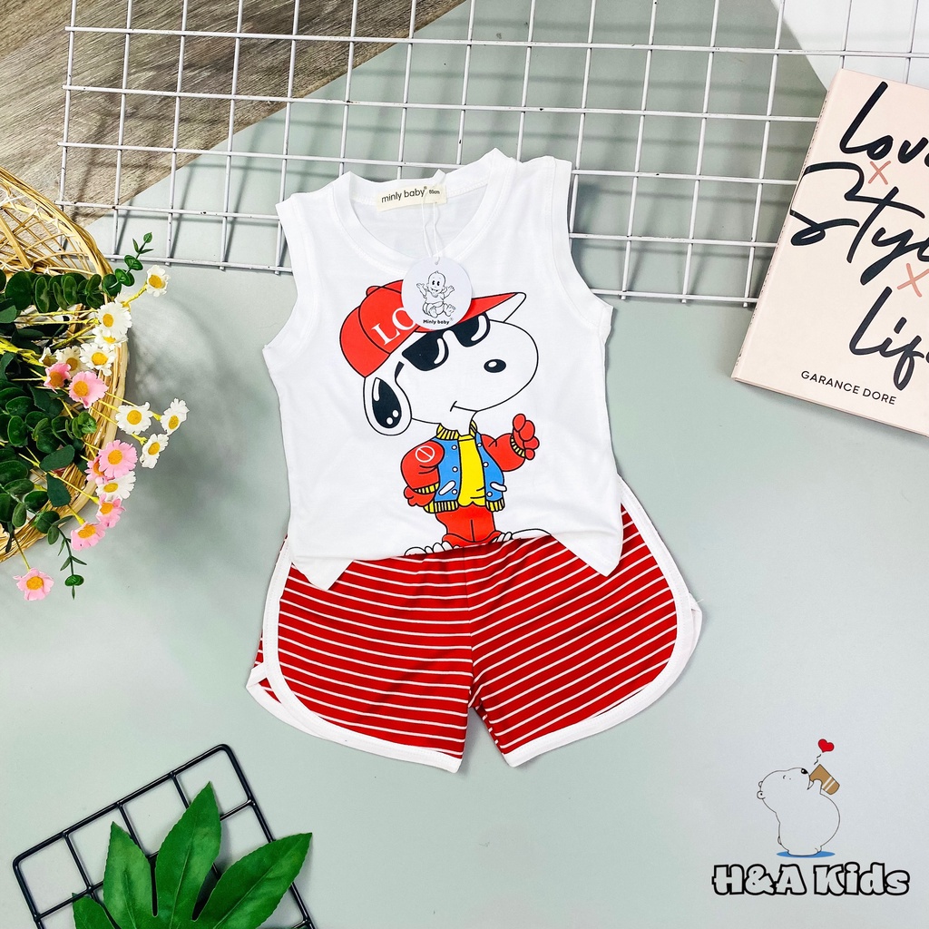 [Bé 20-32kg] Bộ Ba lỗ thun lạnh quần sọc dệt SIZE ĐẠI cho bé trai bé gái từ 20-32kg