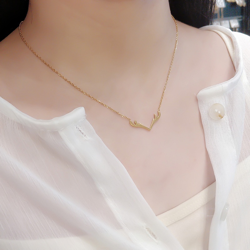 Vòng cổ titan không gỉ mặt hình sừng hươu dễ thương thiết kế thời trang trẻ trung mẫu mới 2022
