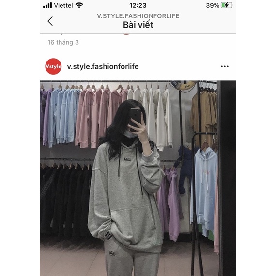 [Mã 12FASHIONSALE1 giảm 10K đơn 50K] Hoodie Basic xám Hàn Vstyle | BigBuy360 - bigbuy360.vn