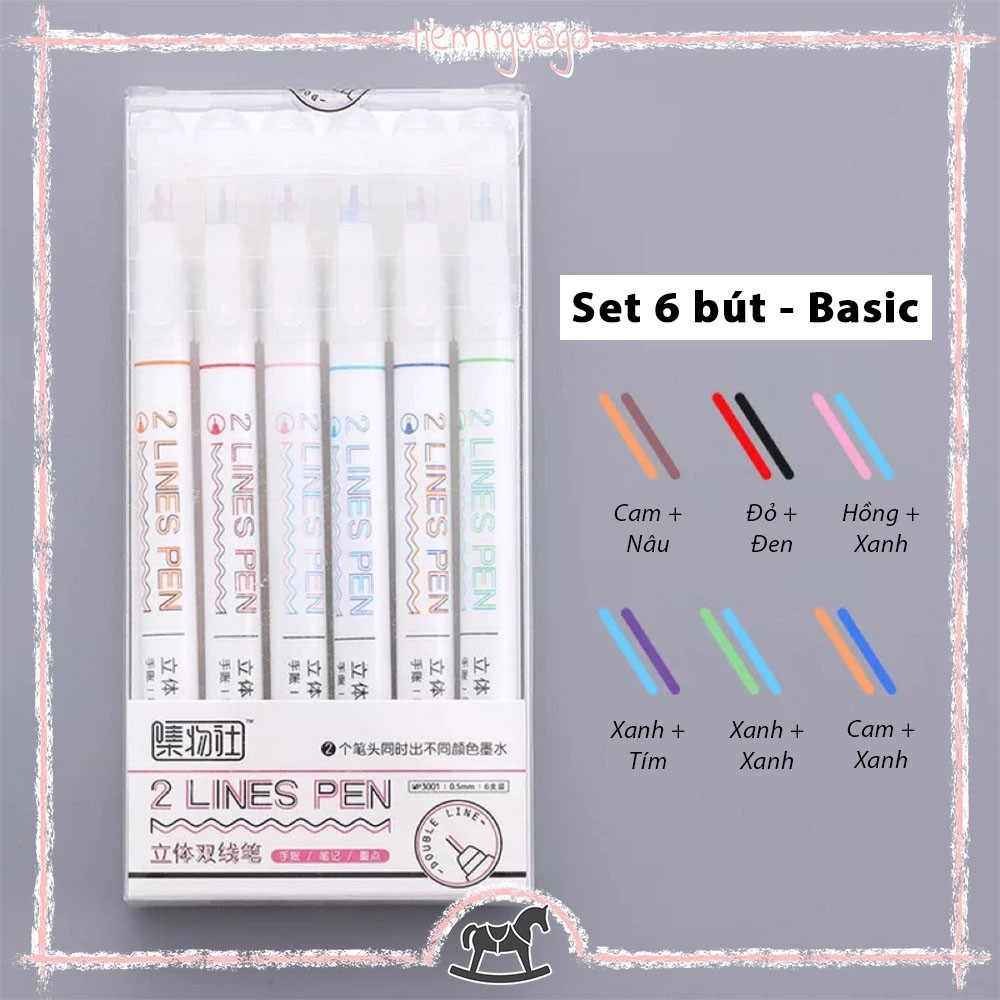 [Mã SKAMLTSM9 giảm 10% đơn 99K] Bút 2 Lines Pen Trang Trí Sổ, Thiết Lập Các Tiêu Đề, Highlight - Tiệm Ngựa Gỗ