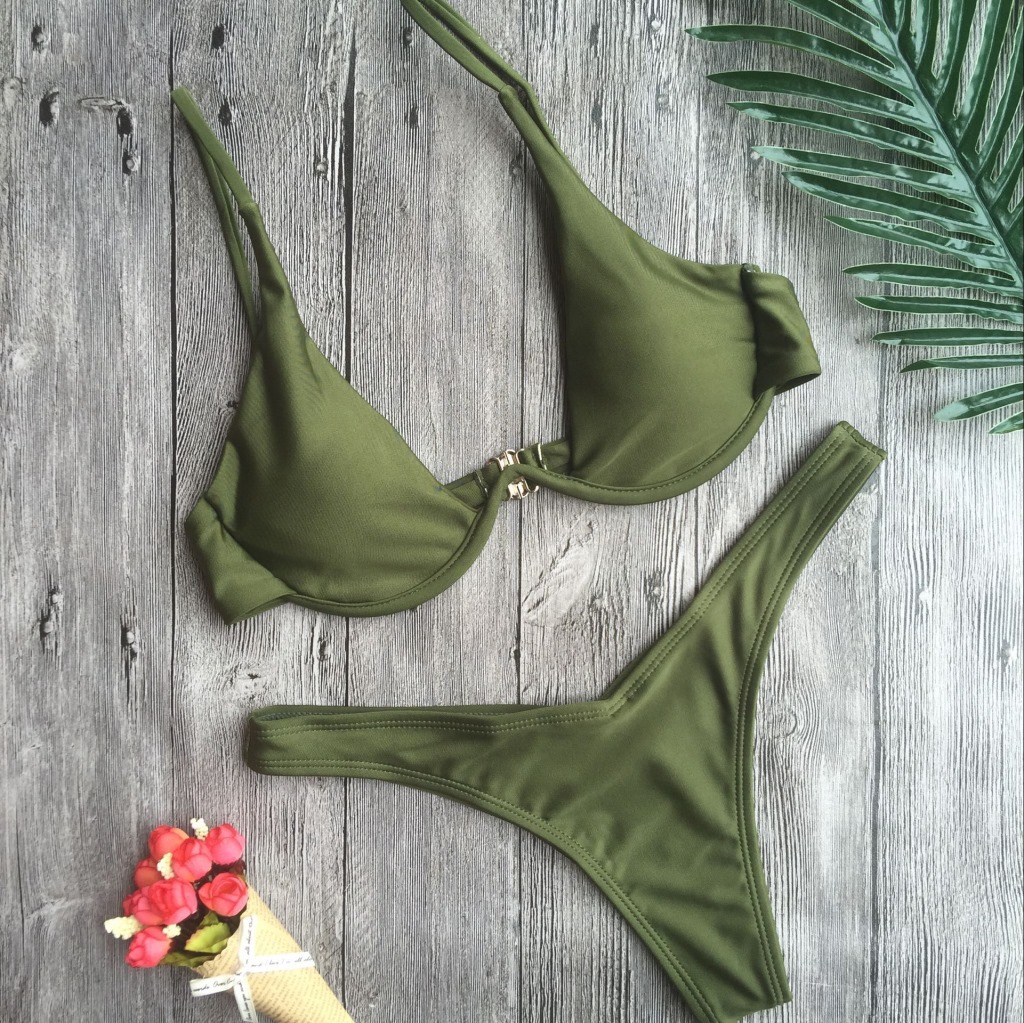 Bộ Bikini 2 Mảnh Có Đệm Nâng Ngực Màu Sắc Thời Trang