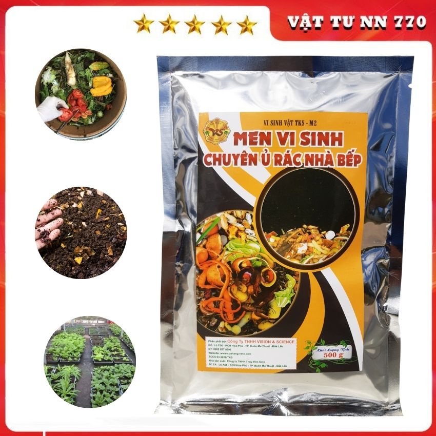 Men Vi Sinh Ủ Rác Nhà Bếp Phân Hủy Nhanh Xác Bã Hữu Cơ, Khử Mùi Hôi - Gói 500gr