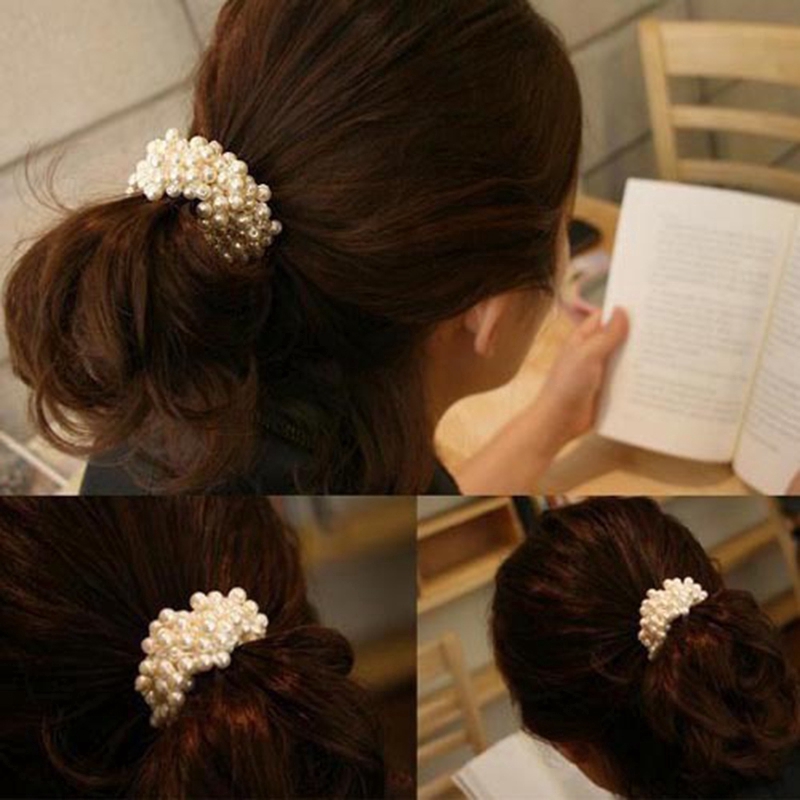 Dây cột tóc đính hạt giả ngọc trai tùy chọn màu sắc