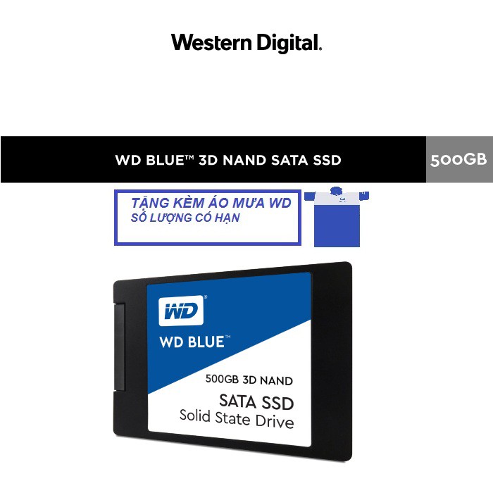 [Mã 1511ELSALE hoàn 7% xu đơn 500K] Ổ Cứng SSD WD Blue 3D NAND 500GB WD WDS500G2B0A (2.5 inch)