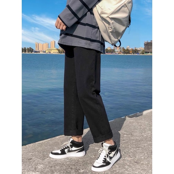 [Mã SKAMCLU9 giảm 10% đơn 100K] Quần Jean Baggy Đen form rộng , dáng suông nam  nữ- quần bò dày dặn dễ phối đồ - Q20 | BigBuy360 - bigbuy360.vn