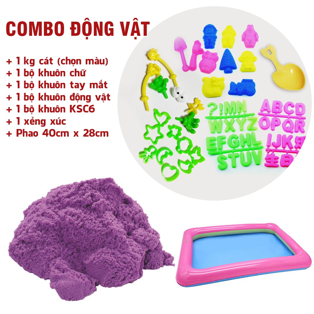 Combo 1kg Cát Động Lực Trọng Lực Vi Sinh Kèm Phao Hơi Khuôn Lâu Đài Động Vật Legaxi