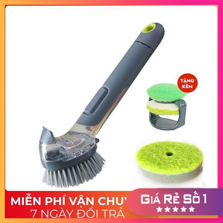 Bàn Chải Tẩy Chén Vệ Sinh 𝗙𝗥𝗘𝗘 𝗦𝗛𝗜𝗣 Đánh rửa Chậu nhà bếp có chỗ chứa xà phòng dung dịch tẩy