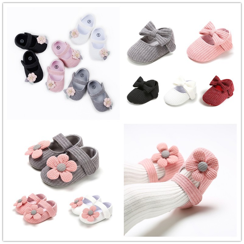 ☀ sunny ღ Giày búp bê đế mềm chống trượt đính nơ xinh xắn dành cho bé gái