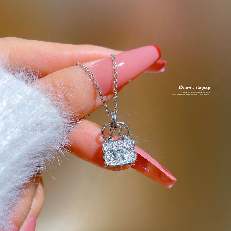 Dây chuyền nữ,vòng cổ dây titan không gỉ hình túi xách đính đá nhân tạo cá tính LOZI (VCNU15)