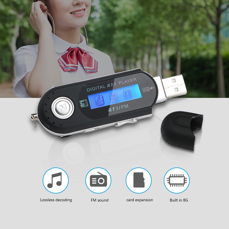 Portable Mini USB Flash LCD Digital MP3 Player Support Flash 32GB TF Card Slot Music Player FM Radio  💛Kitchentool