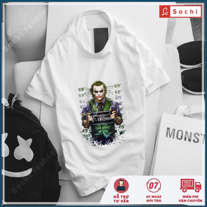 Áo thun nam tay ngắn cổ tròn, áo phông cotton nam unisex in Joker mã CZ04