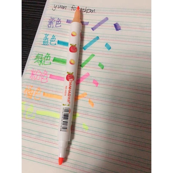Bút dạ quang highlight 2 đầu màu sắc vỏ họa tiết trái cây