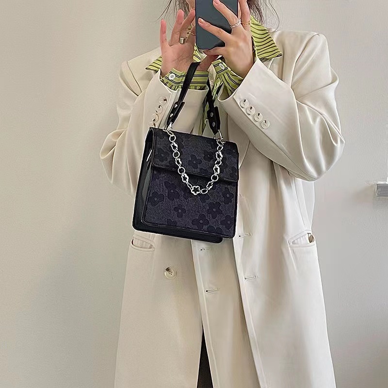 Túi hộp đeo chéo dây xích túi xách nữ đẹp túi tote vintage hoa nhỏ hàn quốc