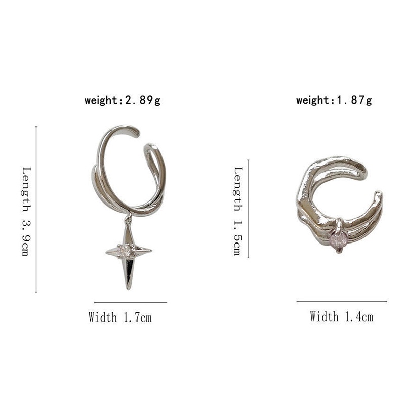 Set 2 Khuyên Kẹp Vành Tai Đính Đá Thời Trang Cho Nữ