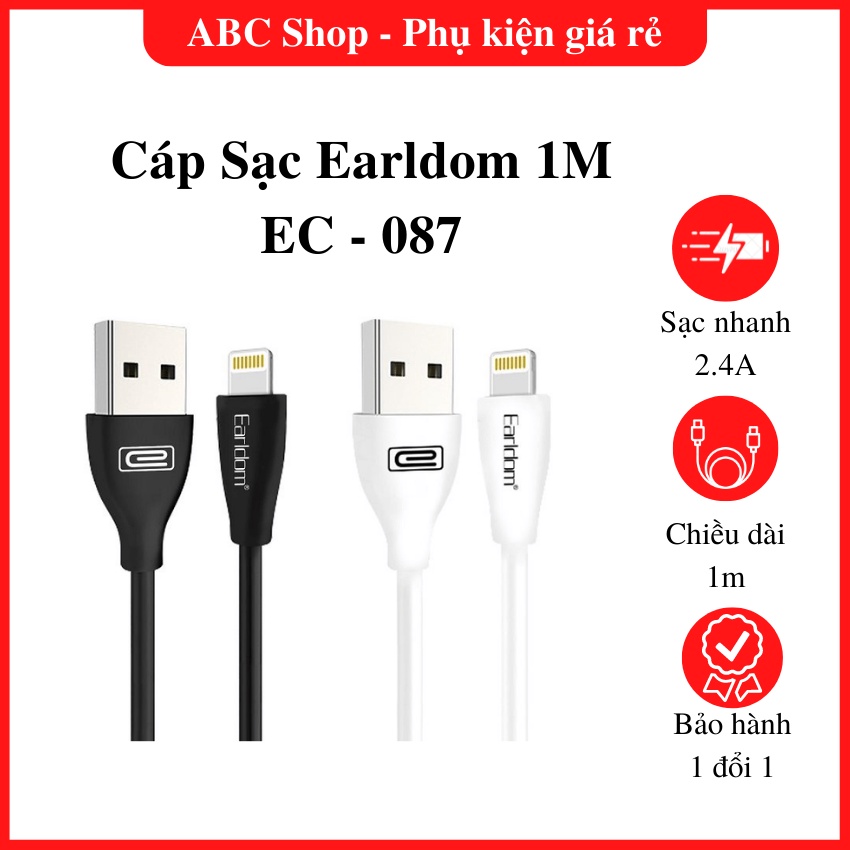 Dây Cáp Sạc EC-087, hỗ trợ sạc nhanh, chiều dài 1m phù hợp với các dòng máy