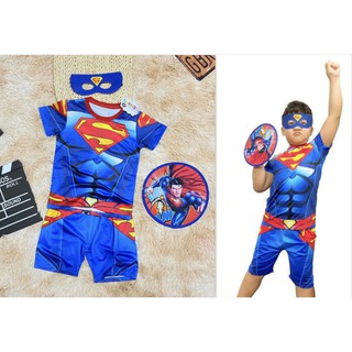 Bộ Haloween siêu nhân 3D bé trai - bộ Super man 4 món ( có mặt nạ và khiêng)