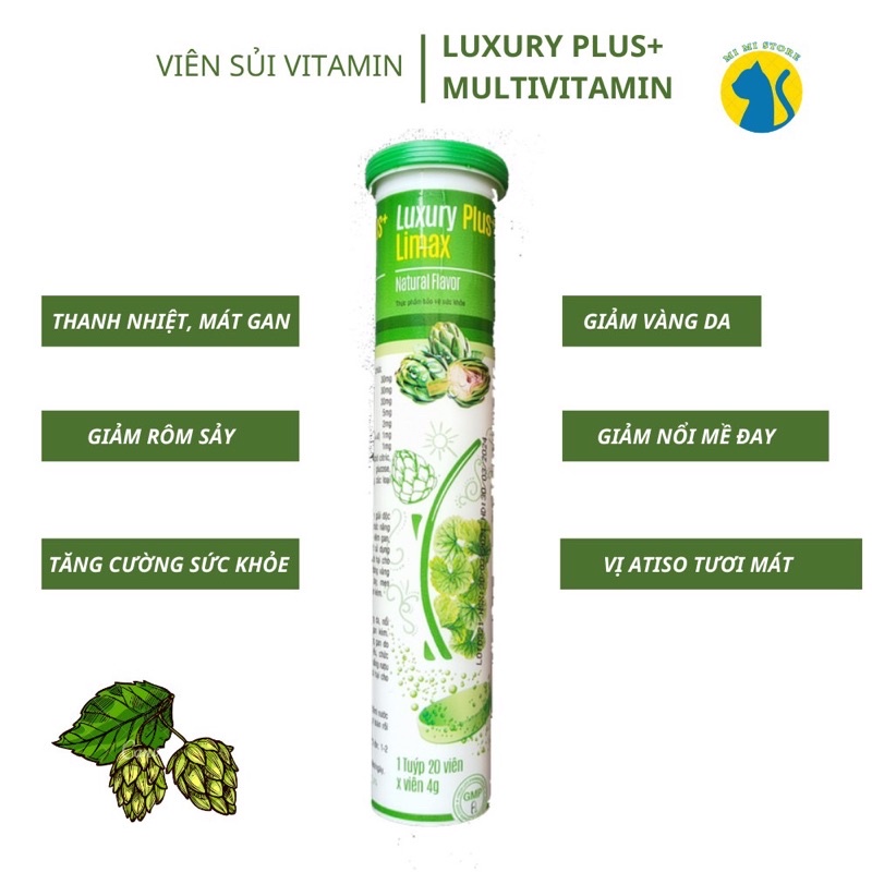 C Sủi Atiso Râu Ngô Rau Má Mát Gan Thanh Nhiệt Multivitamin Luxury Plus - tuýp 20 viên