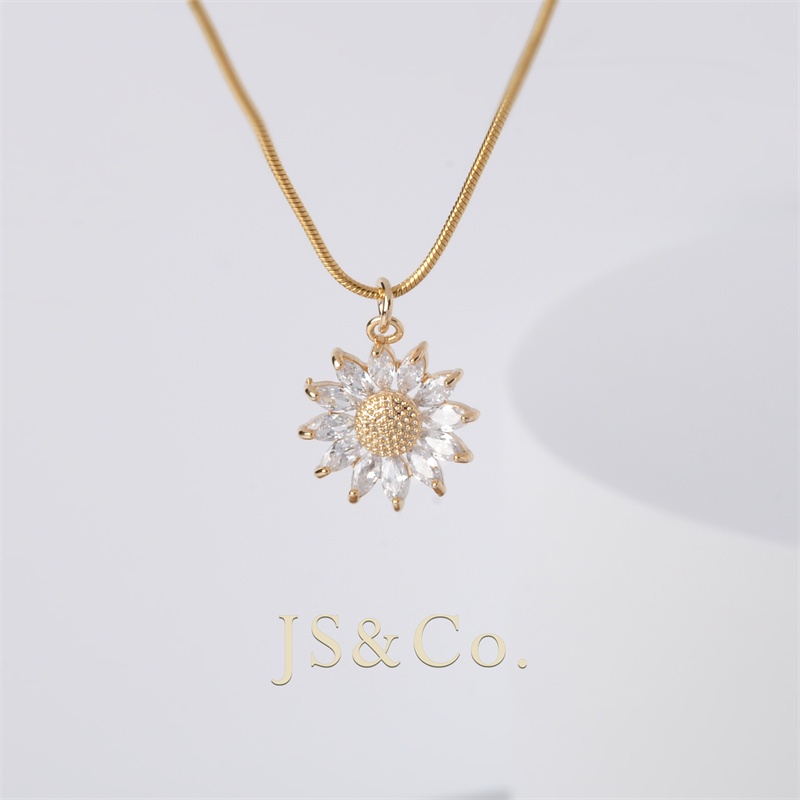 JS&Co. Vàng 18K Hallyu K-Pop Bts Lấy Cảm Hứng Từ Hoa Hướng Dương Dây Chuyền Nữ Phụ Kiện 19N