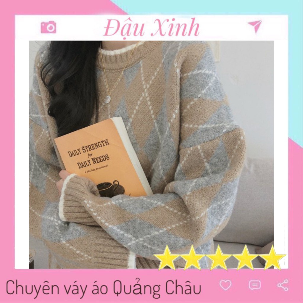 Áo len nữ tay dài tiểu thư cá tính phong cách Ulzzang Hàn Quốc họa tiết thổ cẩm - 207