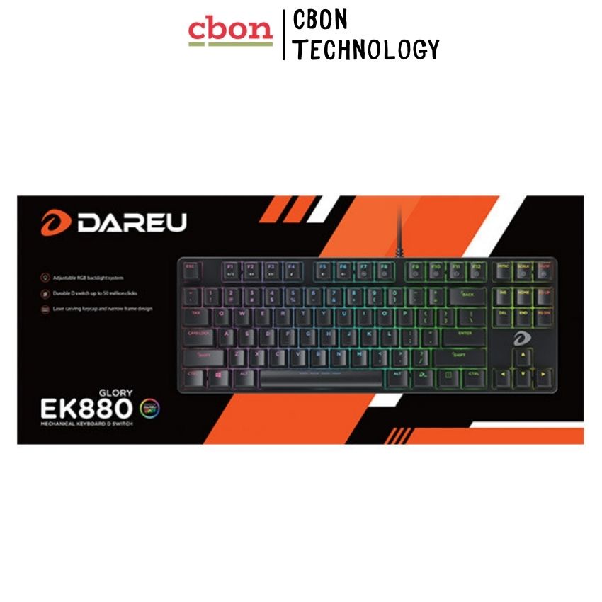 Bàn phím cơ DareU EK880 RGB -CBon Technology- CB033 Chính Hãng Giá Tốt, Bảo Hành 24 Tháng, Bền Đẹp