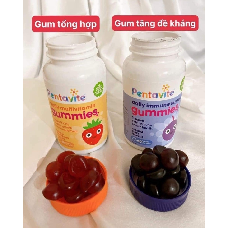 Kẹo Gummies Vitamin, Tăng Đề Kháng, Canxi - Gummies Pentavite Vitamin Cho Bé 60 Viên