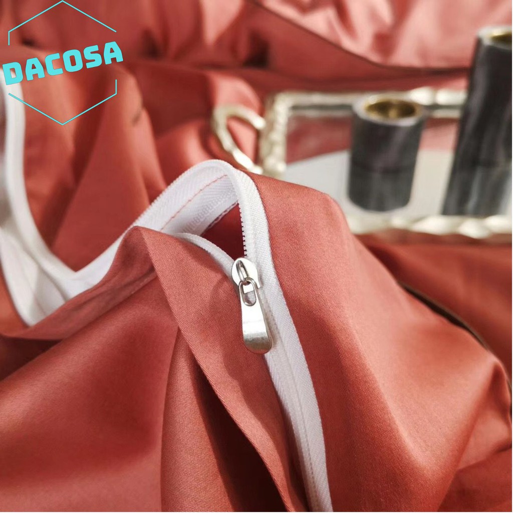 [Giá Sỉ] Bộ Chăn Ga Gối LỤA SUMOI 60S Màu Cà Rốt Đậm Cao Cấp Khách Sạn