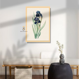 Tranh Canvas | Iris Hoa Diên Vĩ Phong Cách Vintage 1FVFLO017 | Tranh Căng Khung Cao Cấp | Tặng Kèm Đinh Đa Năng