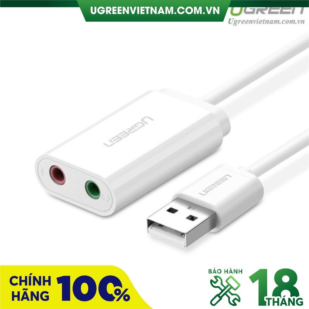 Card sound USB 2.0 to 3.5mm chính hãng Ugreen 30143
