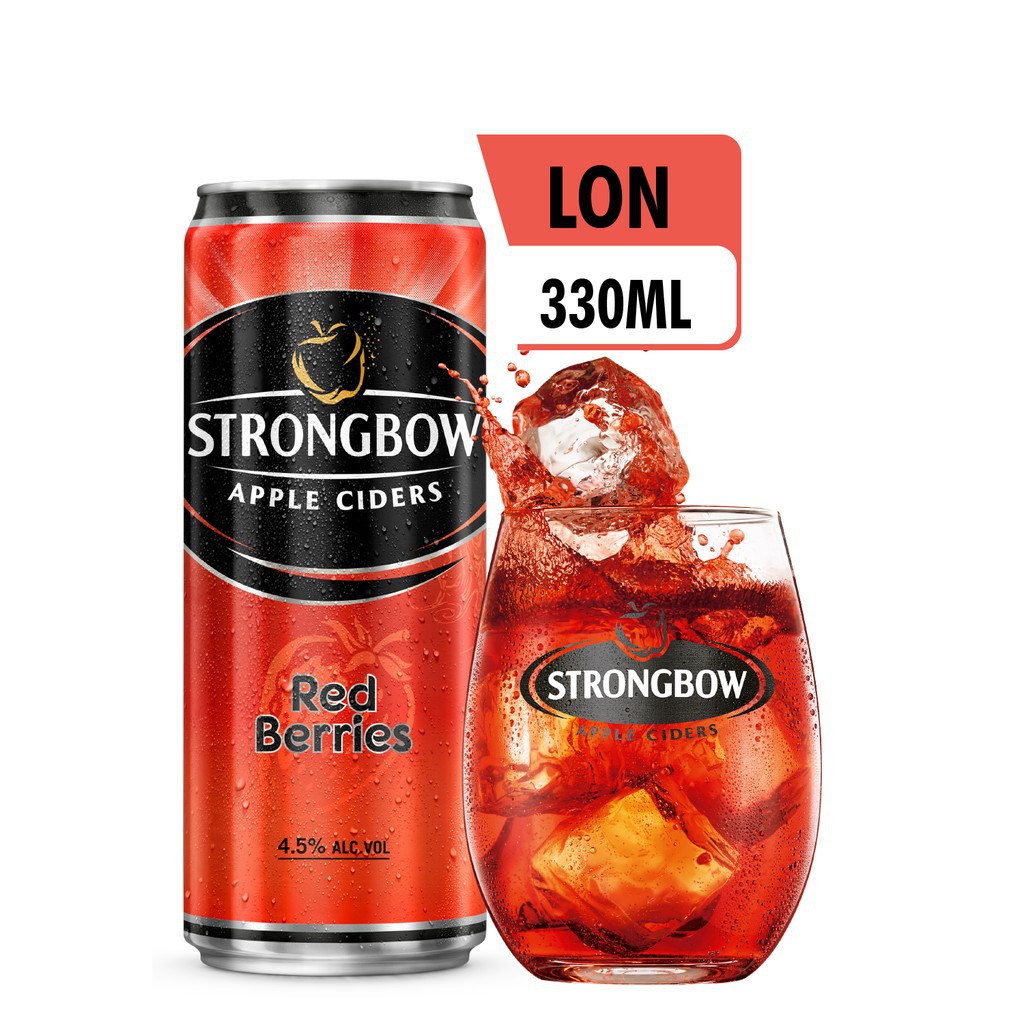 lon nước táo lên men Strongbow vị dâu đỏ 330ml hsd 2021