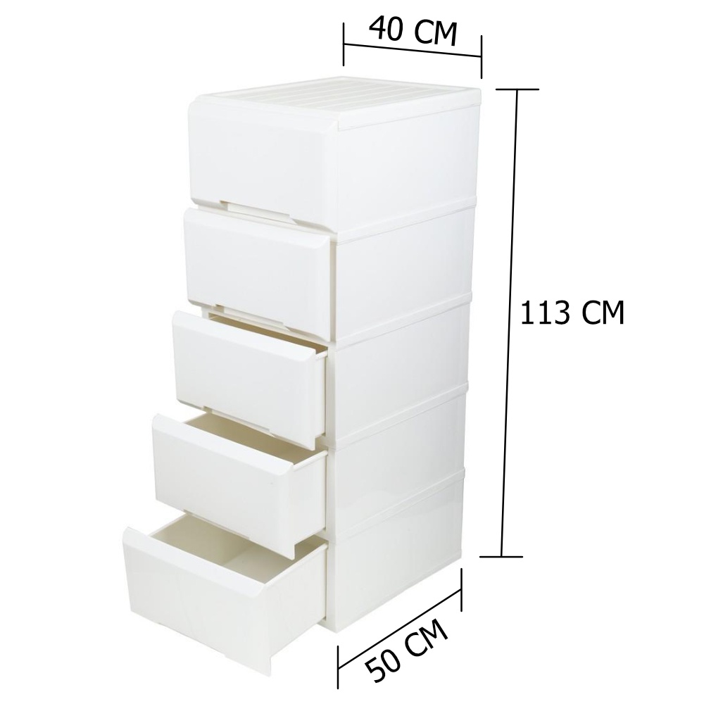 HomeBase SN Tủ nhựa 5 tầng Garden Thái Lan W40xH113xD50cm màu trắng