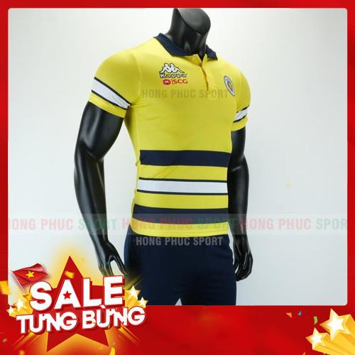 Bộ quần áo đá bóng Hà Nội Polo vải dệt kim cao cấp, size châu âu, quần có túi mẫu 2019 - Hàng nhập khẩu