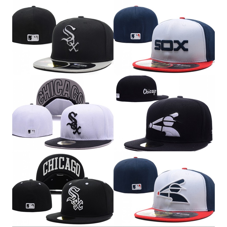 Thể thao thời trang mũ bóng chày trắng nam Chicago Sox, 59FIFTY snapback full fit