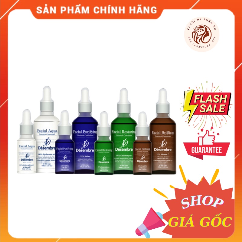 Serum Desembre Concentrate, Bộ 4 Tinh chất cô đặc Desembre dưỡng trắng, giảm mụn, căng bóng, cấp ẩm cho da