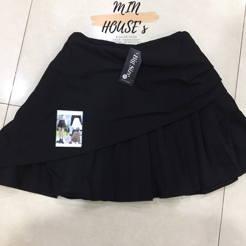 (CÓ ẢNH THẬT ) BIGSIZE Chân váy xếp li xéo CV22 Chất liệu: vải tuyết mưa Màu sắc: đen - trắng - ghi | BigBuy360 - bigbuy360.vn