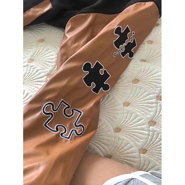 Áo khoác bomber varsity jacket nam nữ LOGICAL màu đen tay nâu cafe cực chất 2021
