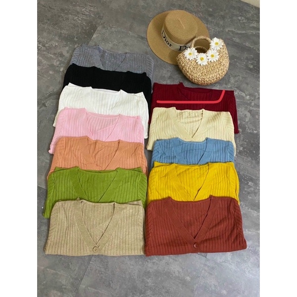 Áo khoác len dài tay 3 cúc, Cardigan 3 khuy dài tay chất len tăm