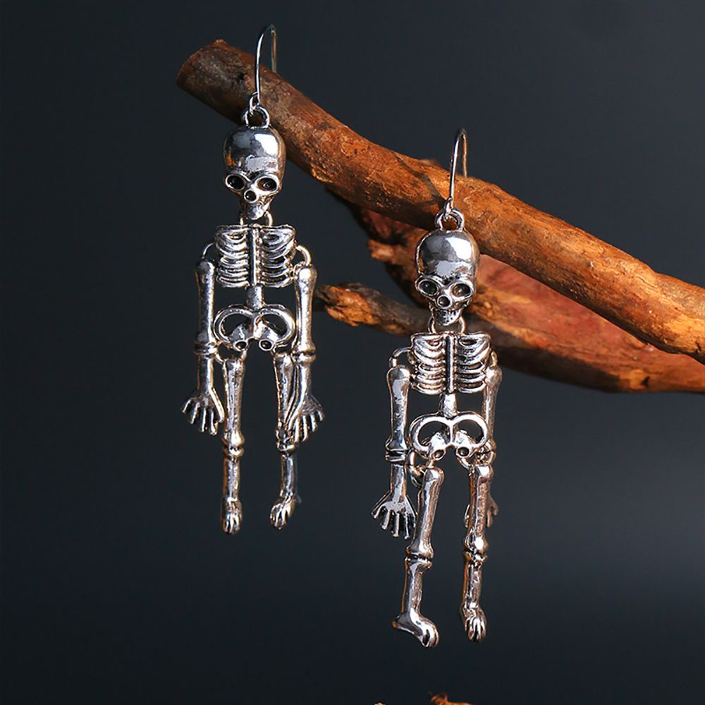 AUBREY Vintage Halloween Skeleton Earrings Gothic Women Drop Earrings Korean Style Earrings Hook Earrings Creative Punk Skull Female Girls Fashion Jewelry/Multicolor