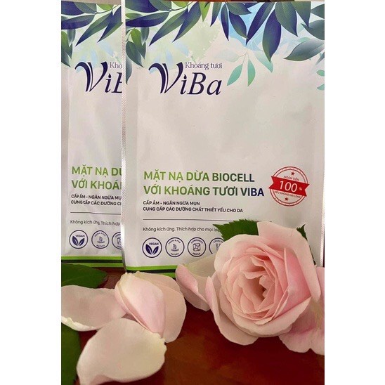 Mặt nạ dừa Biocell với Khoáng tươi ViBa 25ml tác dụng lên men tự nhiên cấp ẩm, ngừa mụn, dưỡng da mịn màng, trẻ hóa da