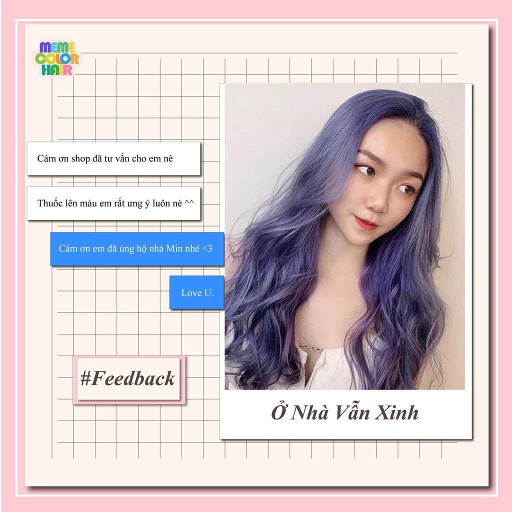 Thuốc nhuộm tóc màu Tím Than , tặng kèm oxy trợ dưỡng và bao tay