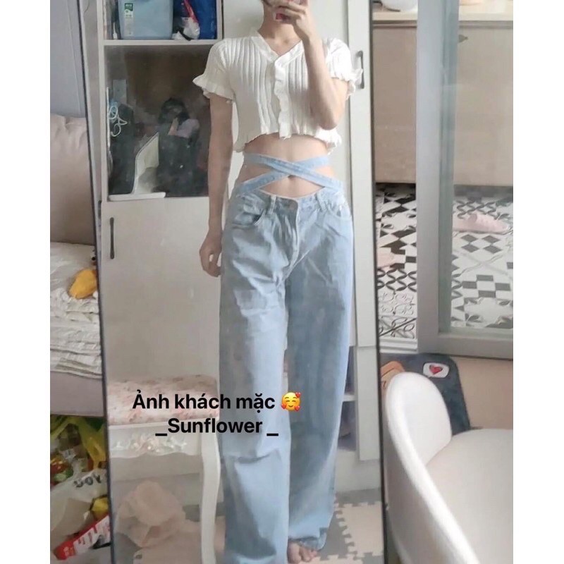 [ HOT🔥] Quần jean thắt nơ eo siêu hack chân đủ size XS-2XL