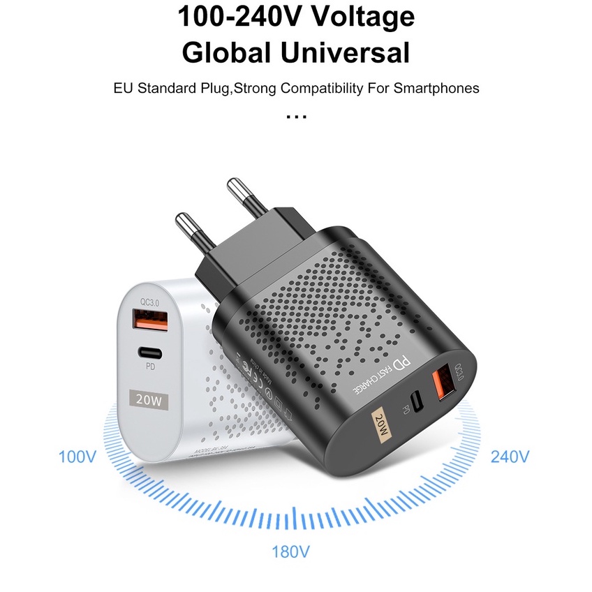 Củ sạc nhanh SPRISE U69 20W PD Micro USB QC3.0 thích hợp cho Android iphone