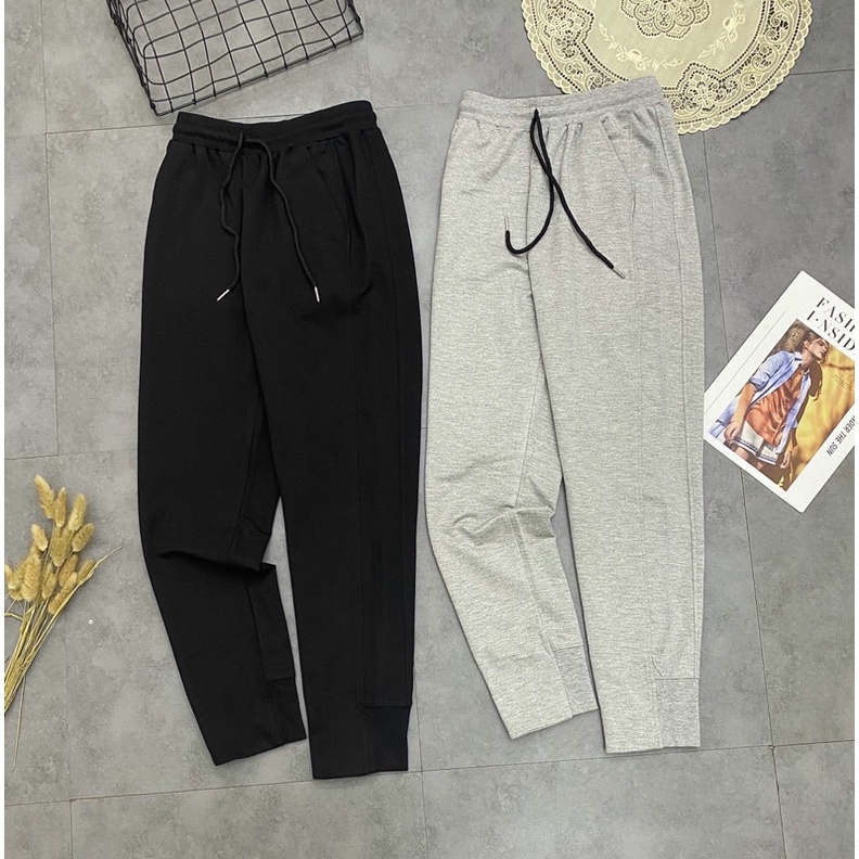 Quần nỉ nữ kiểu jogger thể thao vải da cá chéo siêu đỉnh độc lạ
