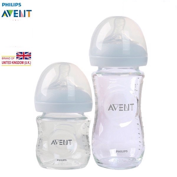 Bộ 3 bình sữa thủy tinh Philips Avent natural ty mềm 120ml-240ml