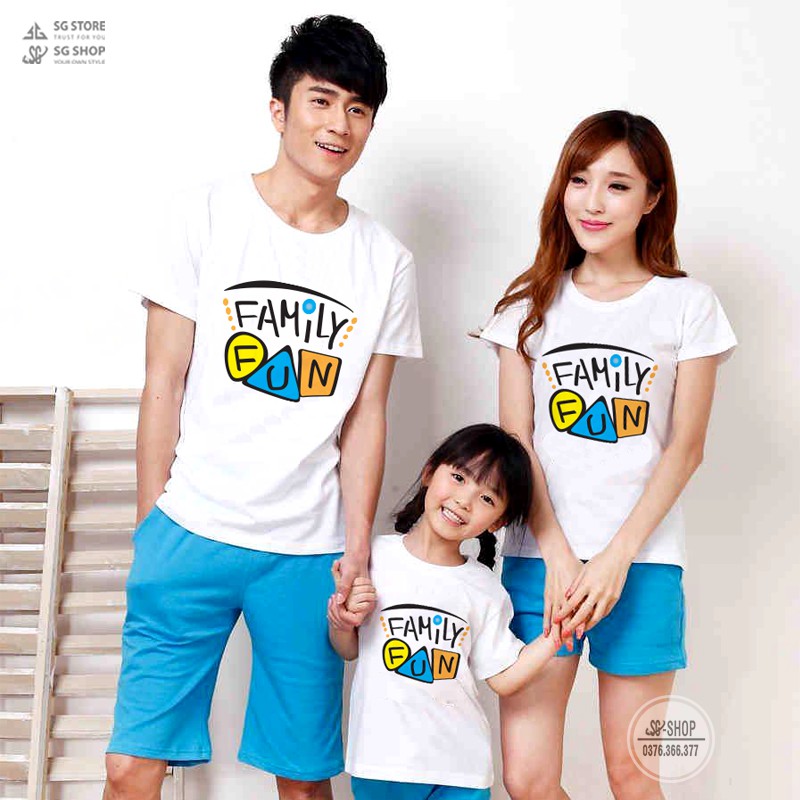 Áo gia đình 3/4/5 người Đồ đôi bố mẹ và bé Family Fun Đồng phục gia đình giá rẻ GD297T | DONGPHUCSG