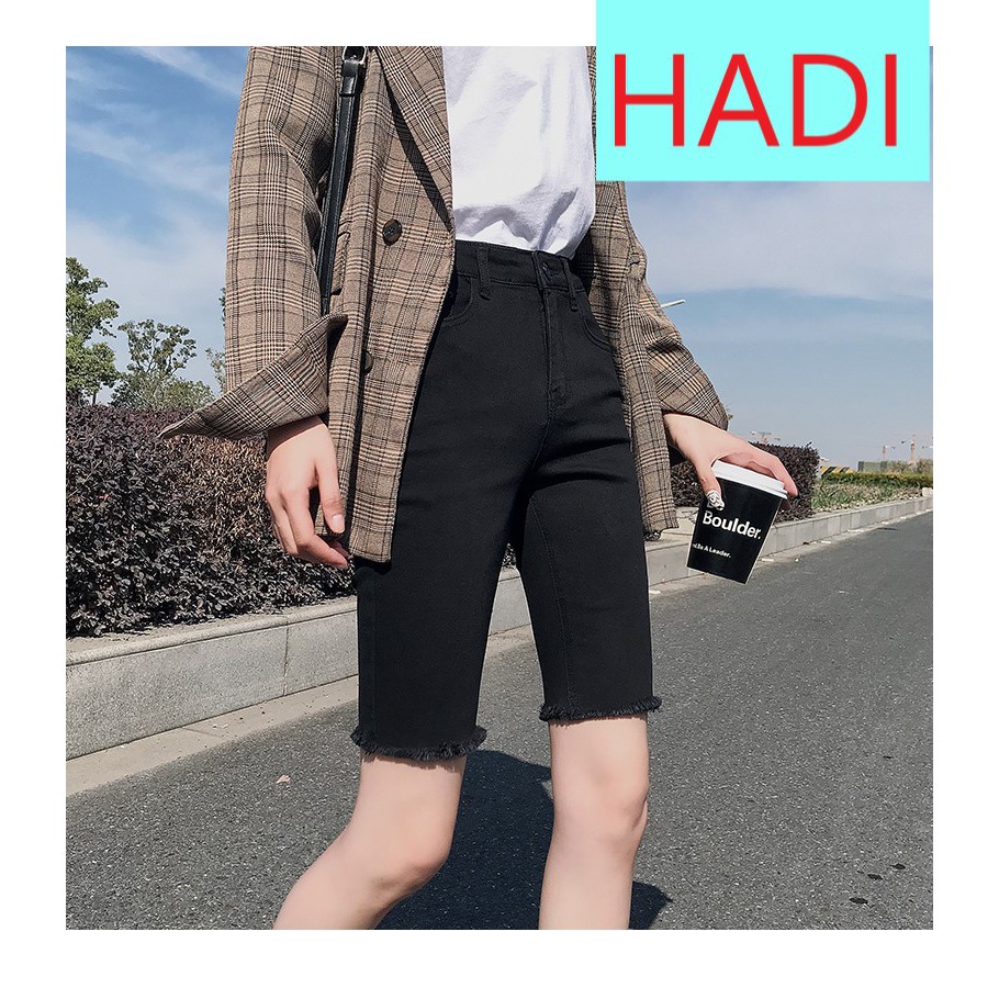 QUẦN JEAN NGỐ SKINNY GIÃN LỬNG NỮ CAO CẤP HADI MÀU ĐEN LAI TUA FORM ÔM TÔN DÁNG, CỰC MÁT MẺ MÙA HÈ