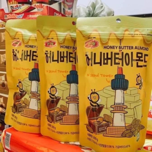 Hạt hạnh nhân tẩm bơ mật ong Honey Butter Almond của Hàn Quốc 200g date 12/6/2021