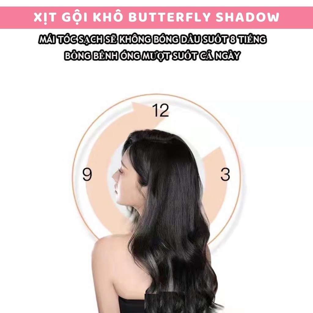 Dầu gội khô BUTTERFLY SHADOW 150ml dạng xịt gội đầu khô an toàn không cần nước dùng cho nam và nữ không bết tóc GX28