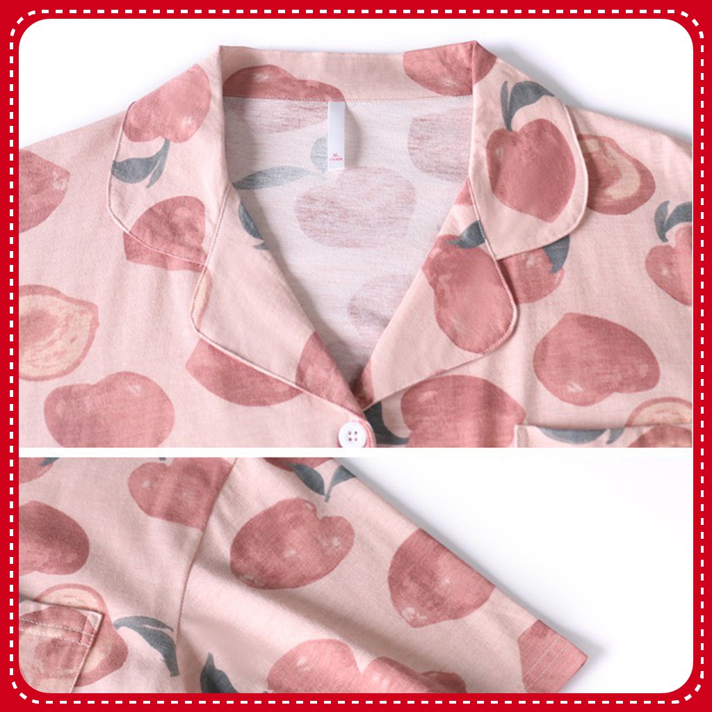 Đồ Ngủ Pijama Ngắn Tay, Bộ Ngủ Họa Tiết Trái Đào, Dâu tây Cute Ulzzang Hot Trend | BigBuy360 - bigbuy360.vn